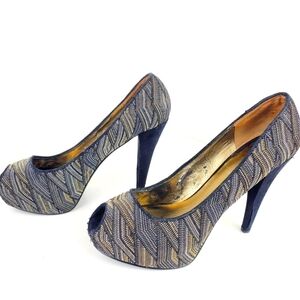 NINE West Womens Kaboose Peep Toe Platform Heels Size 9.5M